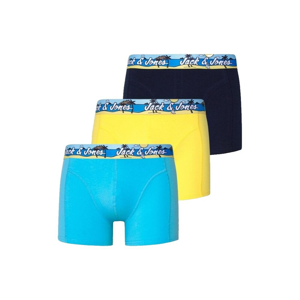 Jack & Jones Men's Cotton 3-Pack Trunks Boxers - Navy Blazer/Bluefish - Large